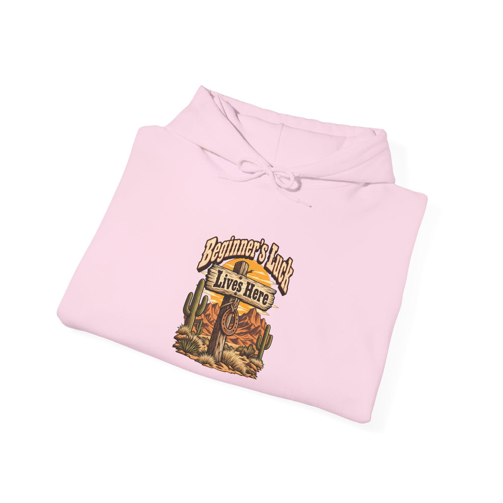 Beginner’s Luck Lives Here Funny Western Ranch Hoodie
