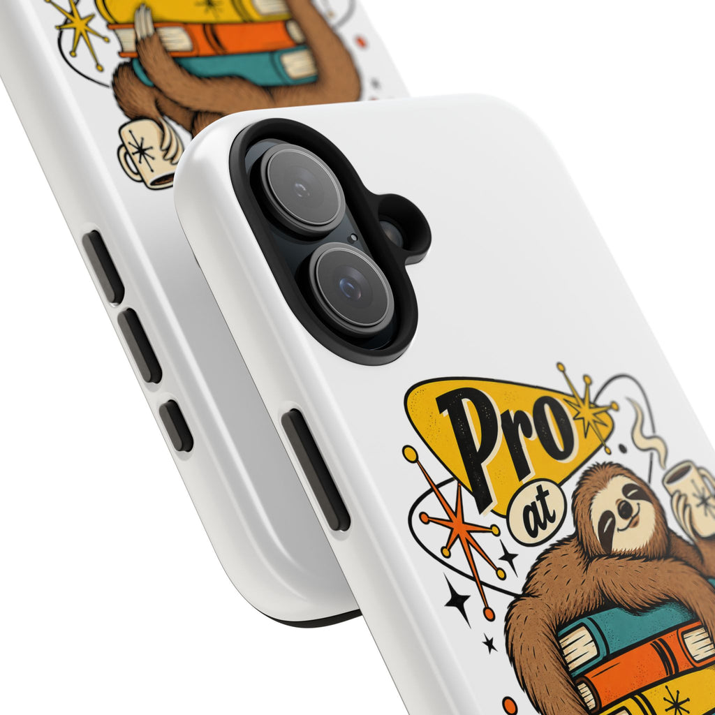 Productive Procrastination Tough Phone Case — Sloth on Books "Pro at Productive Procrastination"