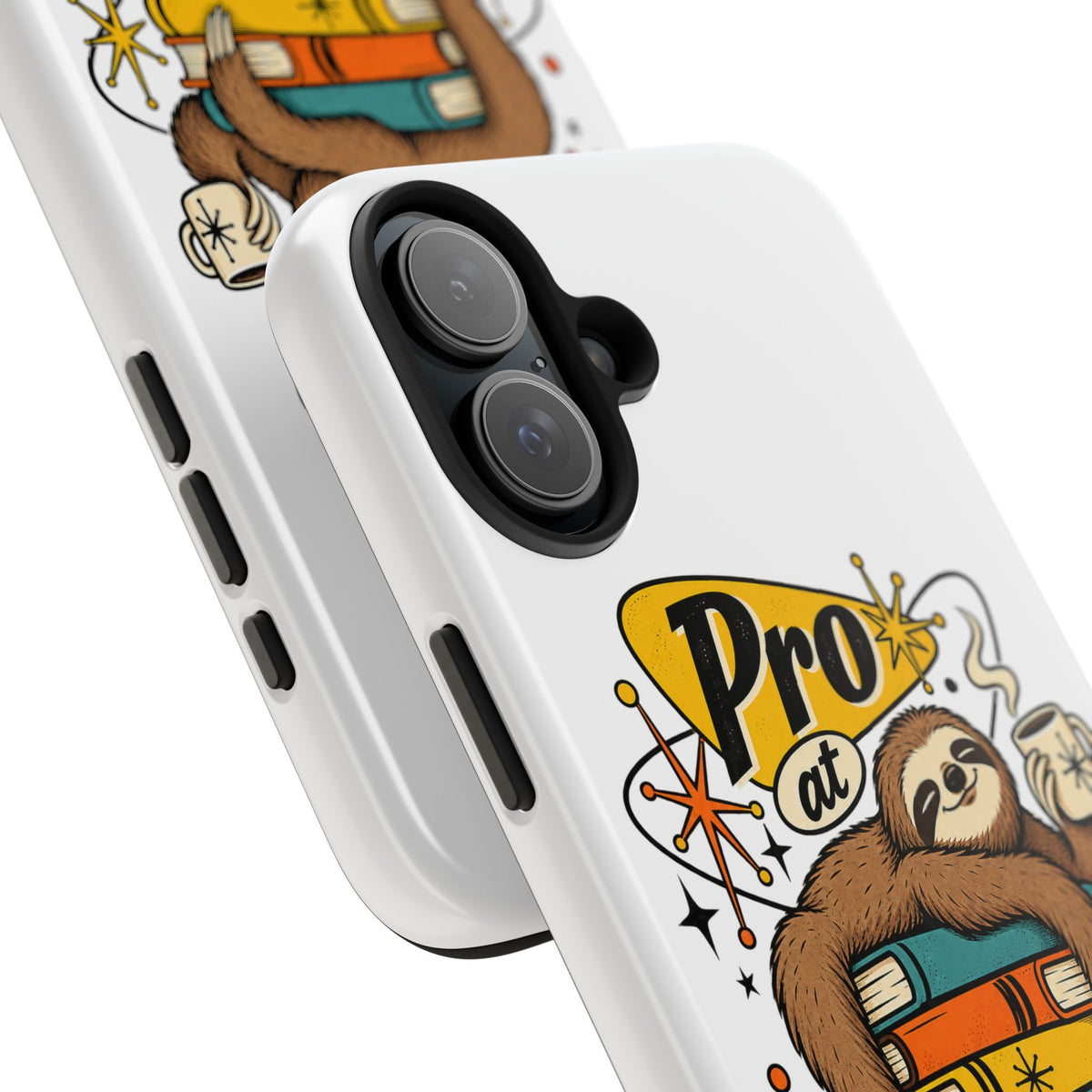 Productive Procrastination Tough Phone Case — Sloth on Books "Pro at Productive Procrastination"