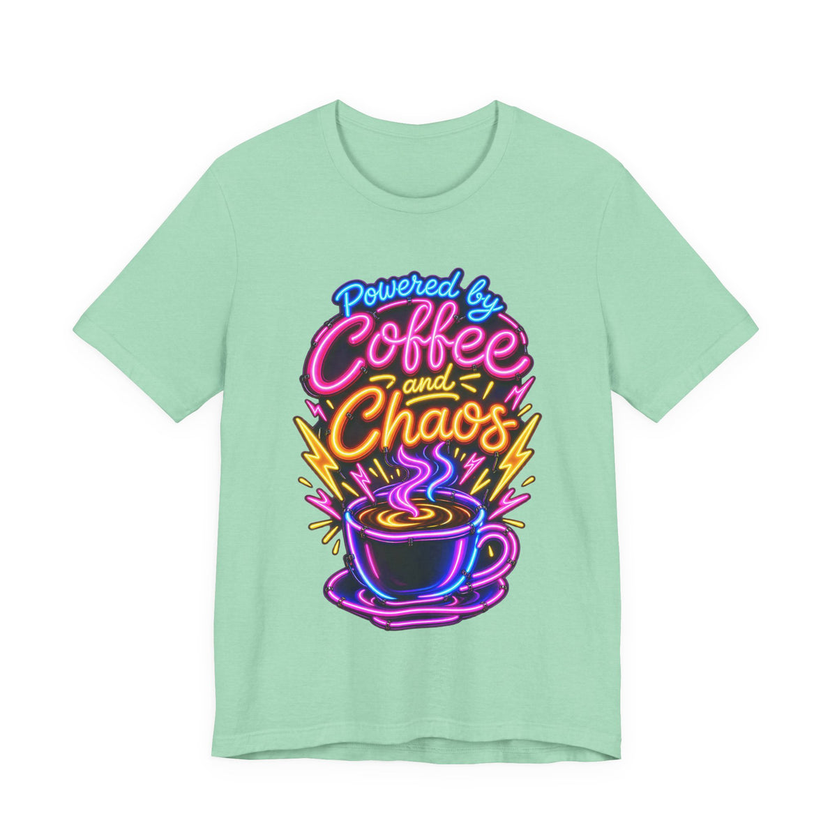 Powered by Coffee and Chaos Funny Nurse T-Shirt