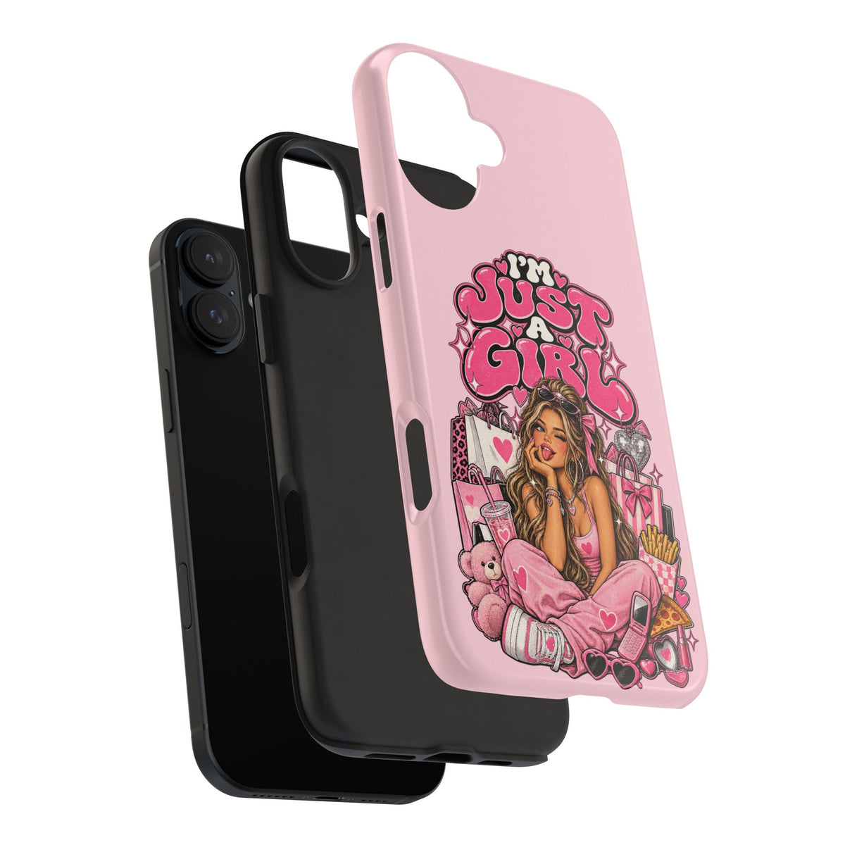 Pink "I'm Just a Girl" Tough Phone Case — Cute Girl Aesthetic Protective iPhone Cover