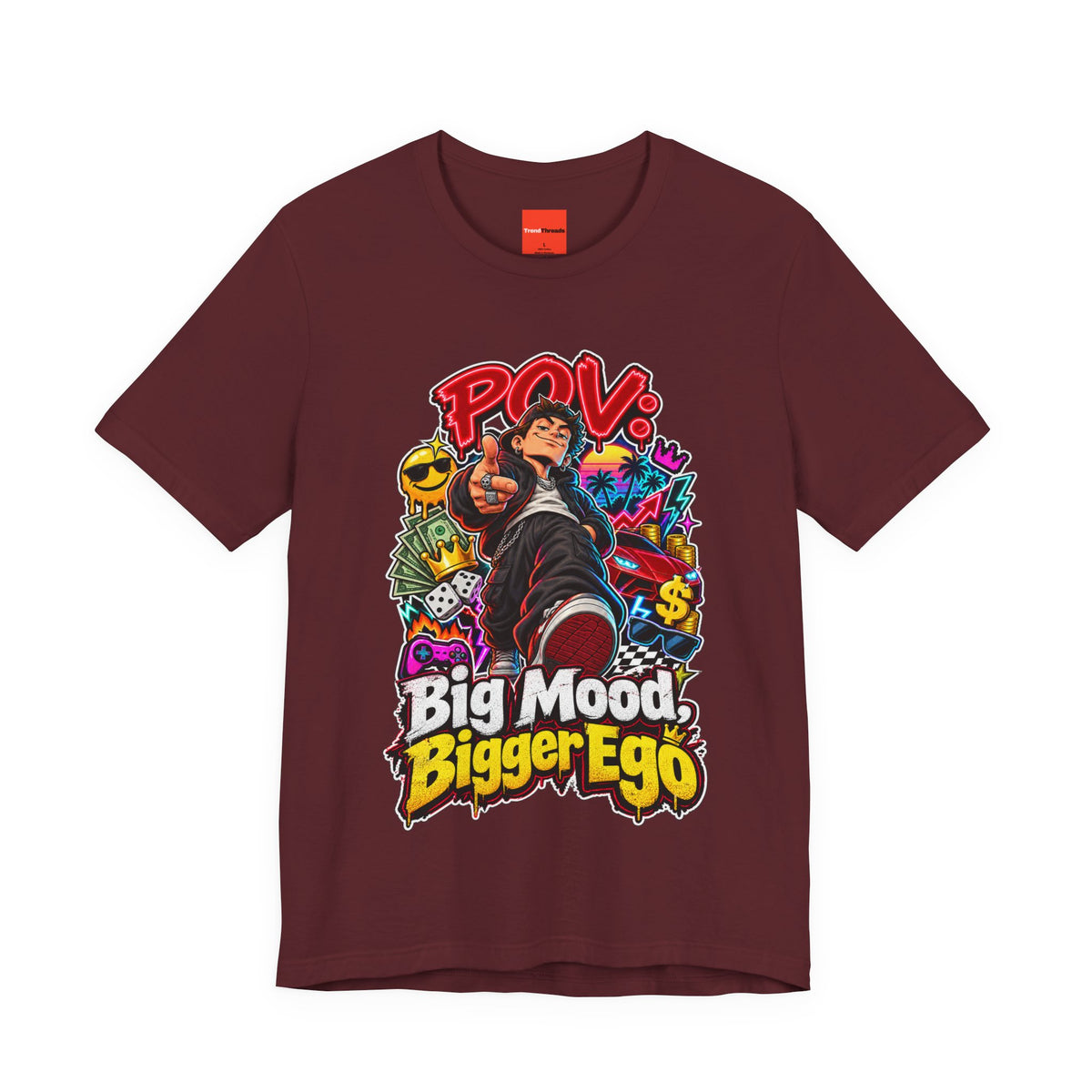 Big Mood, Bigger Ego Funny 80s Neon T-Shirt