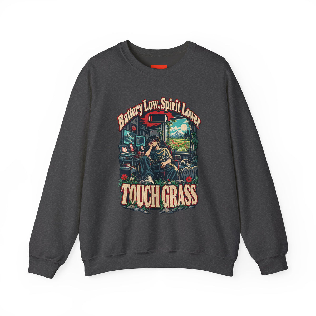 Battery Low, Spirit Lower Funny Self-Deprecating Sweatshirt