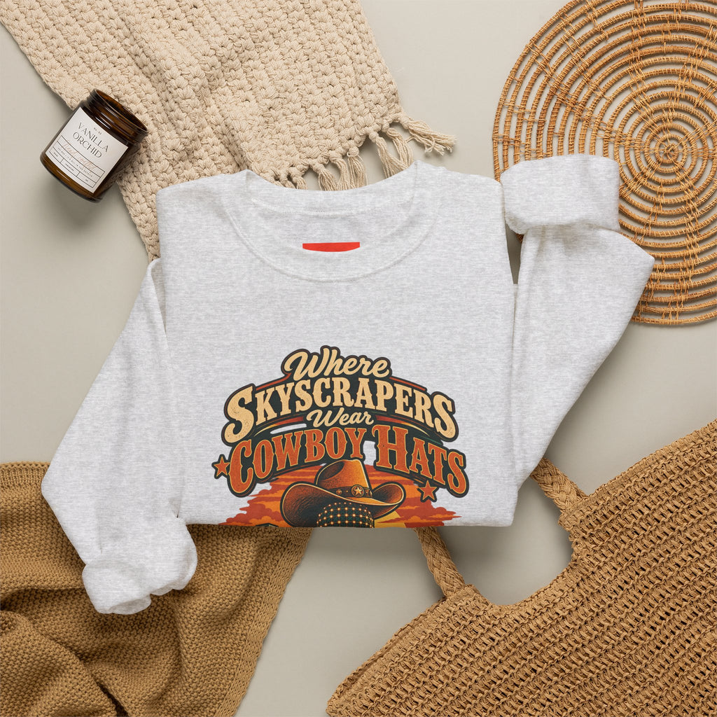 Where Skyscrapers Wear Cowboy Hats Funny Texan Humor Sweatshirt