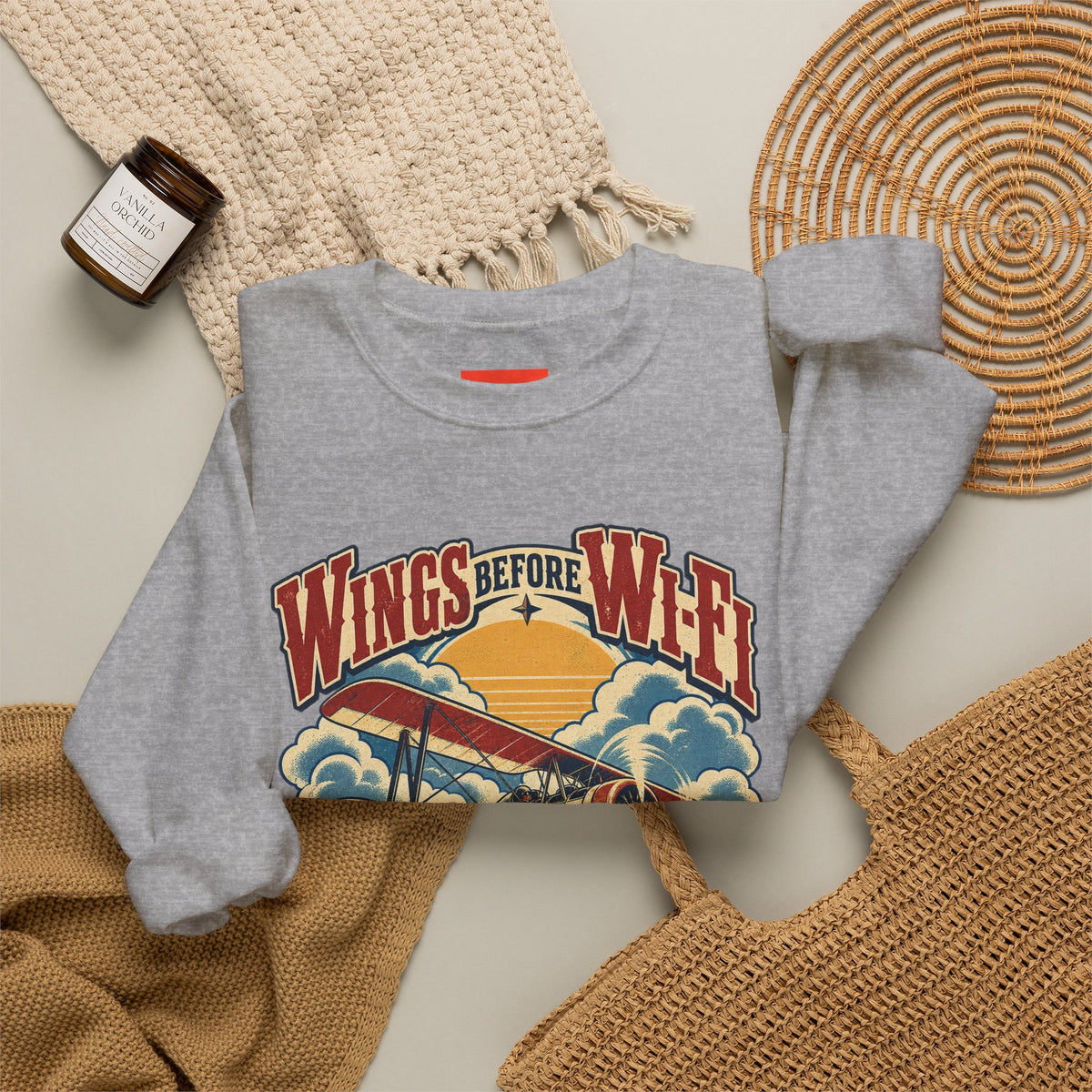 Wings Before Wi-Fi Funny Aviation Sweatshirt