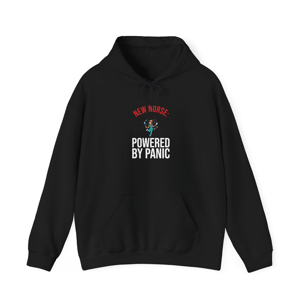New Nurse: Powered by Panic Funny Nurse Humor Hoodie