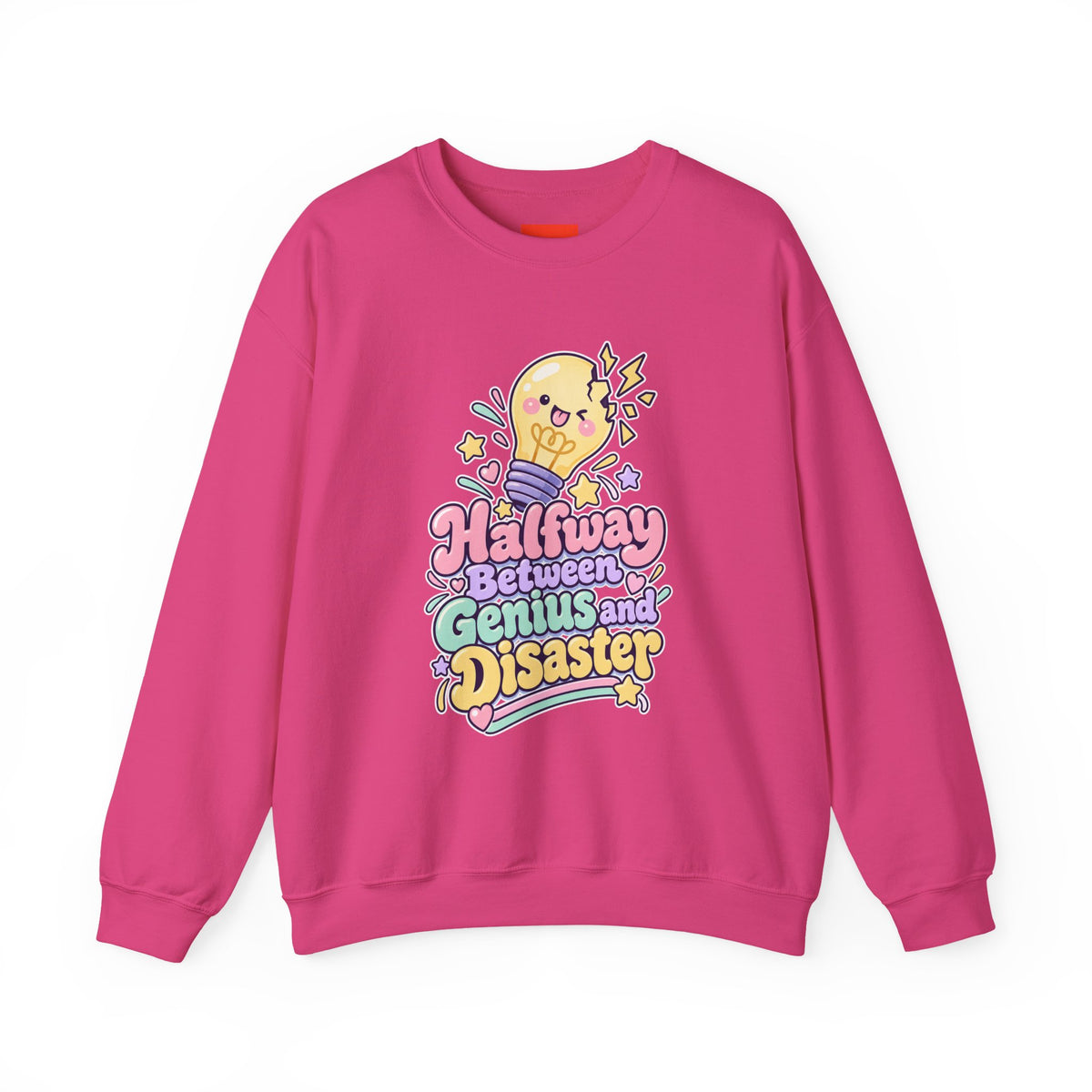 Halfway Between Genius and Disaster Funny Creative Sweatshirt