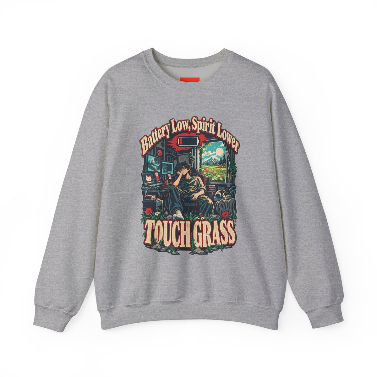 Battery Low, Spirit Lower Funny Self-Deprecating Sweatshirt