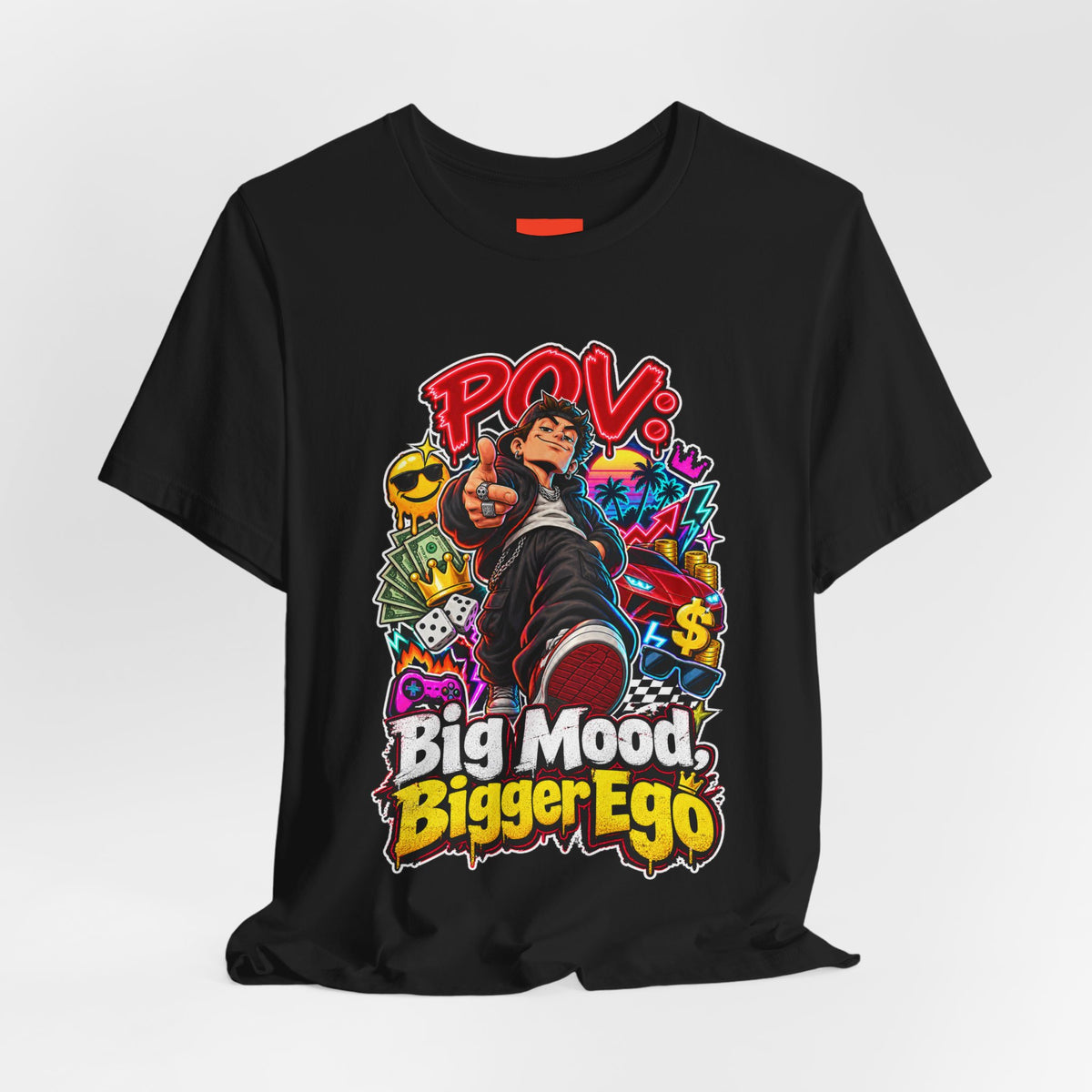 Big Mood, Bigger Ego Funny 80s Neon T-Shirt