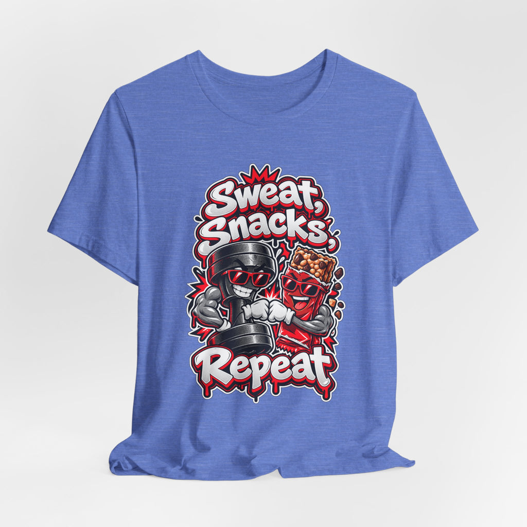 Sweat, Snacks, Repeat Funny Fitness T-Shirt
