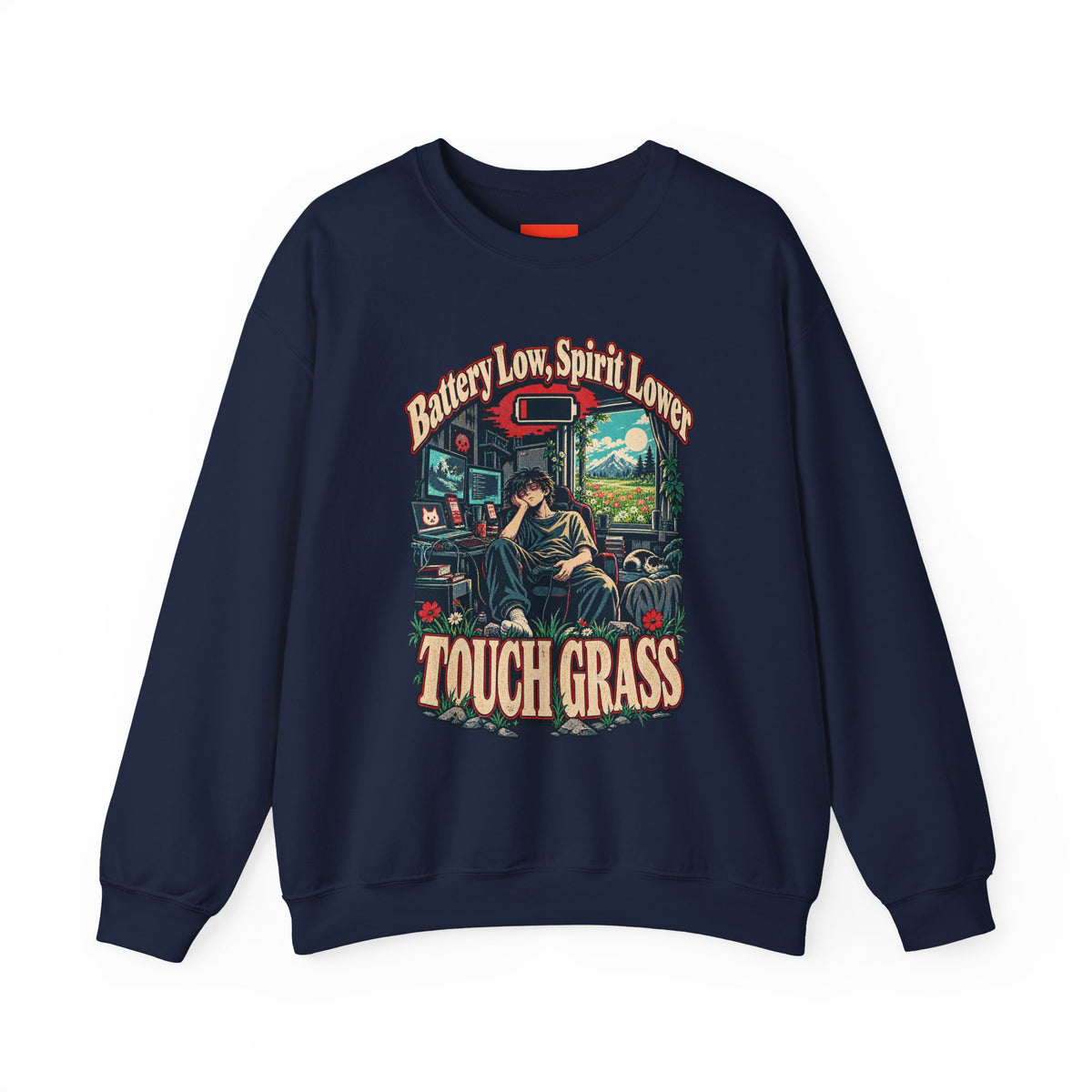 Battery Low, Spirit Lower Funny Self-Deprecating Sweatshirt