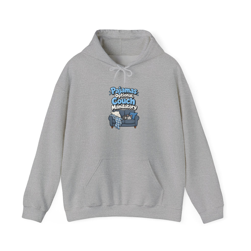 Pajamas Optional, Couch Mandatory Funny Work-From-Home Hoodie