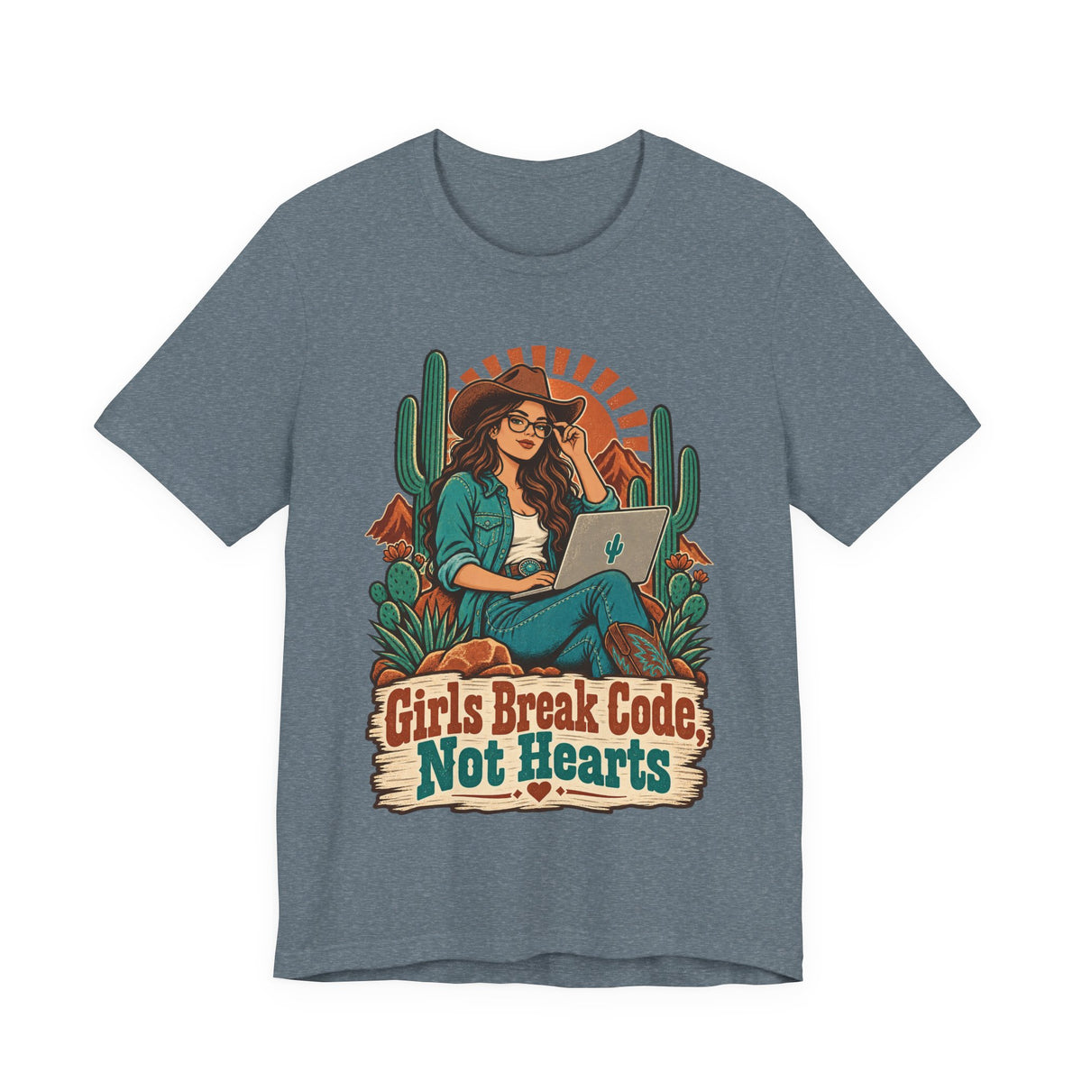 Girls Break Code, Not Hearts Funny Programmer T-Shirt