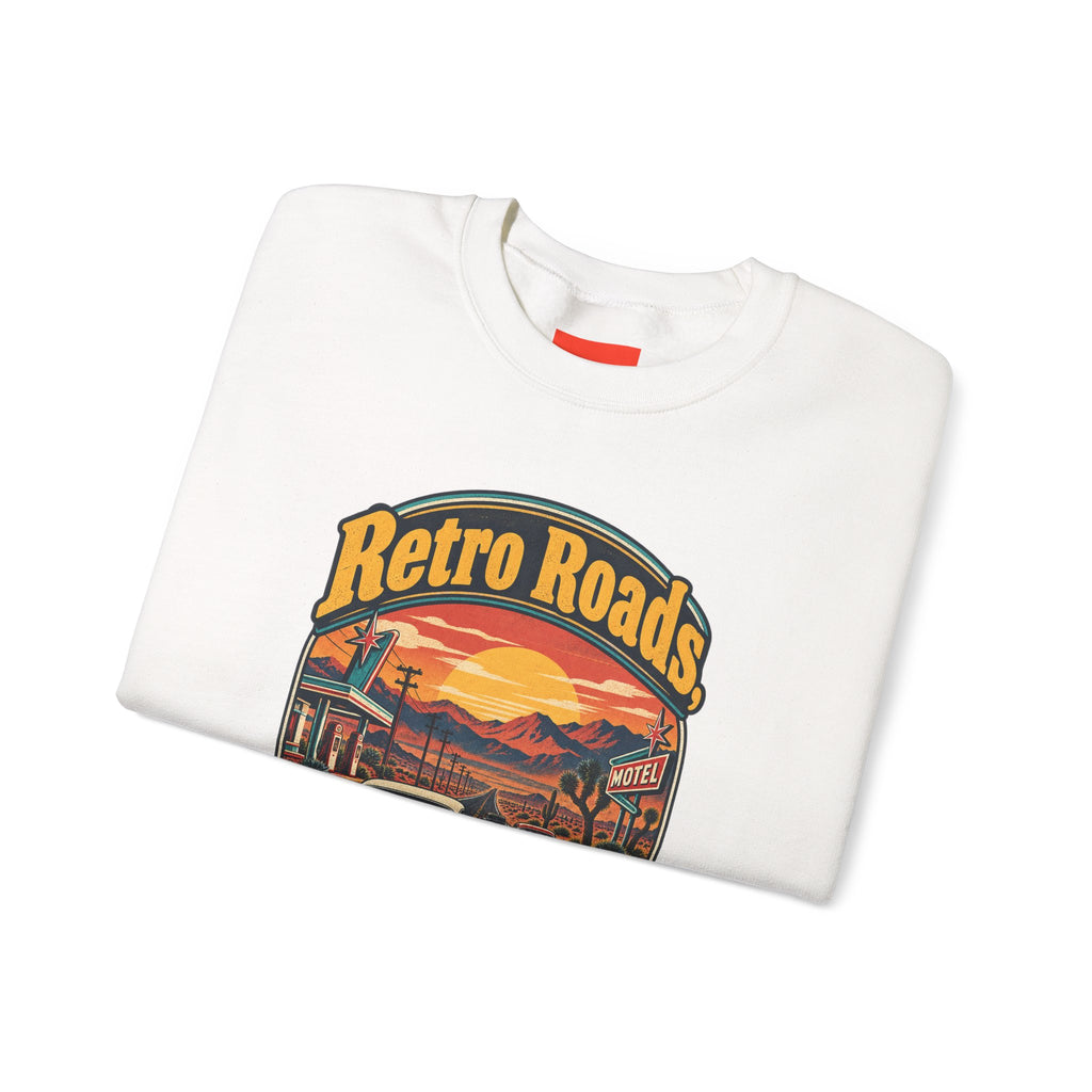 Retro Roads, No GPS Required Funny Vintage Travel Sweatshirt