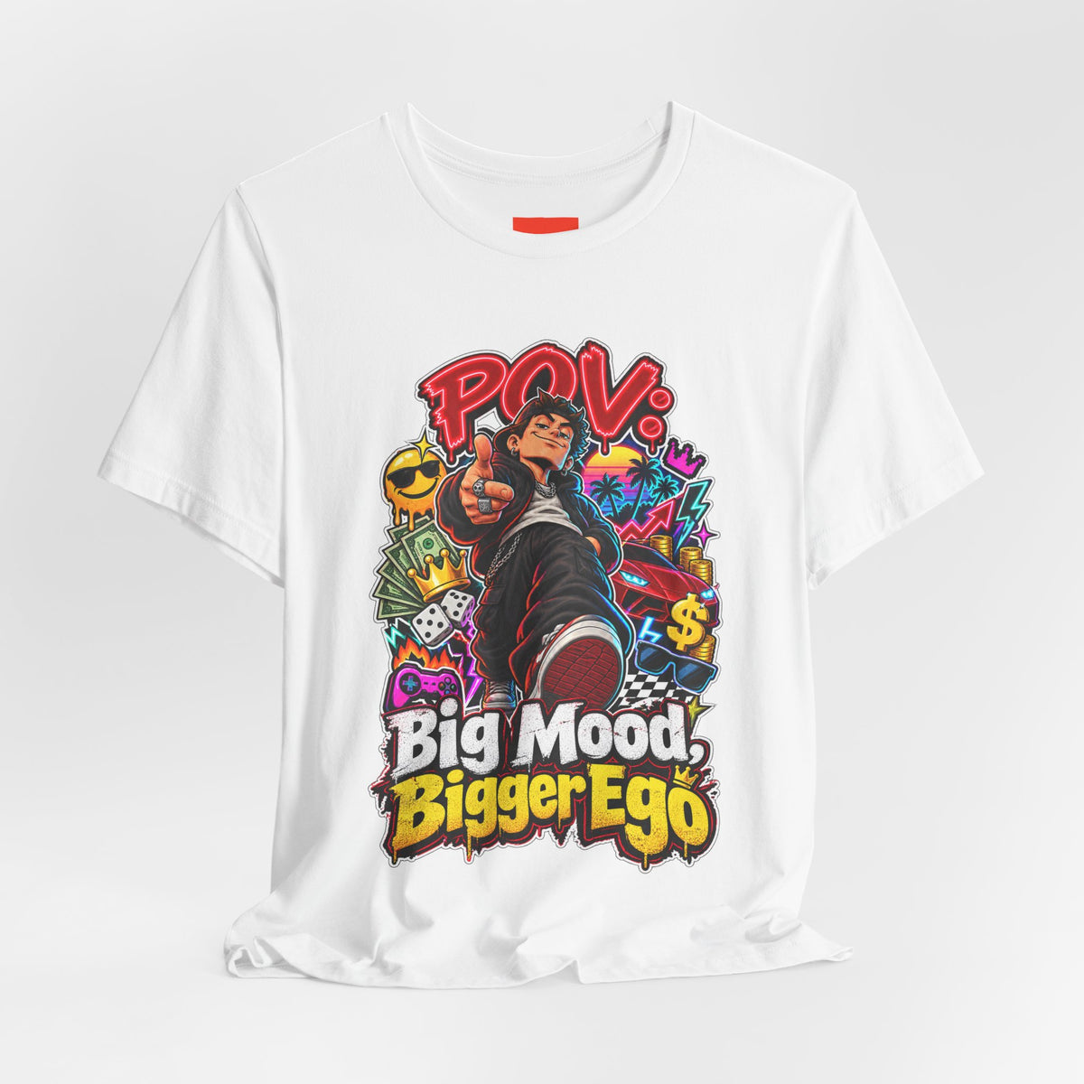 Big Mood, Bigger Ego Funny 80s Neon T-Shirt