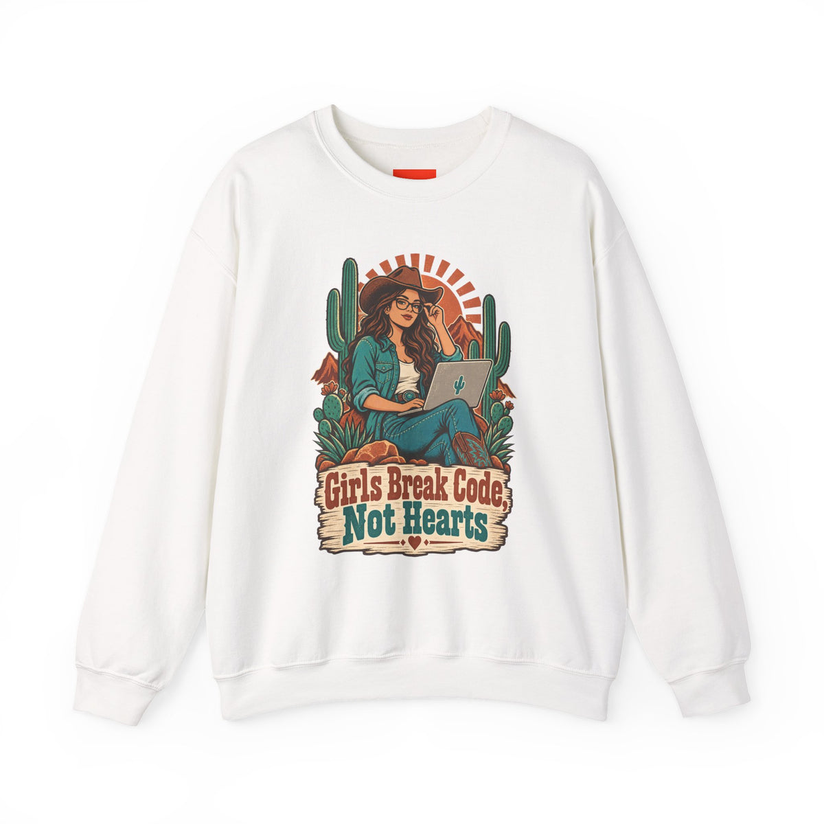 Girls Break Code, Not Hearts Funny Programmer Sweatshirt