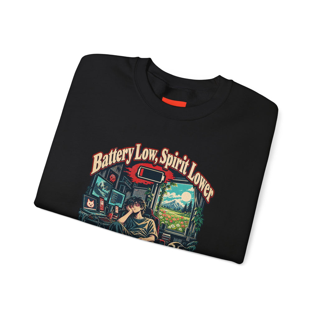 Battery Low, Spirit Lower Funny Self-Deprecating Sweatshirt