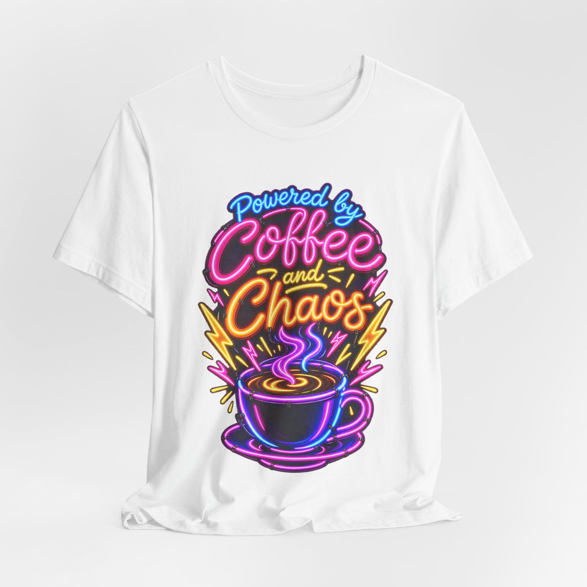 Powered by Coffee and Chaos Funny Nurse T-Shirt