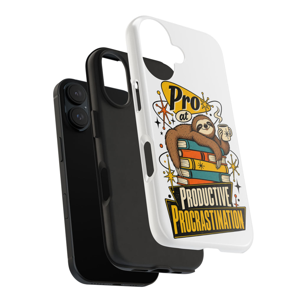 Productive Procrastination Tough Phone Case — Sloth on Books "Pro at Productive Procrastination"