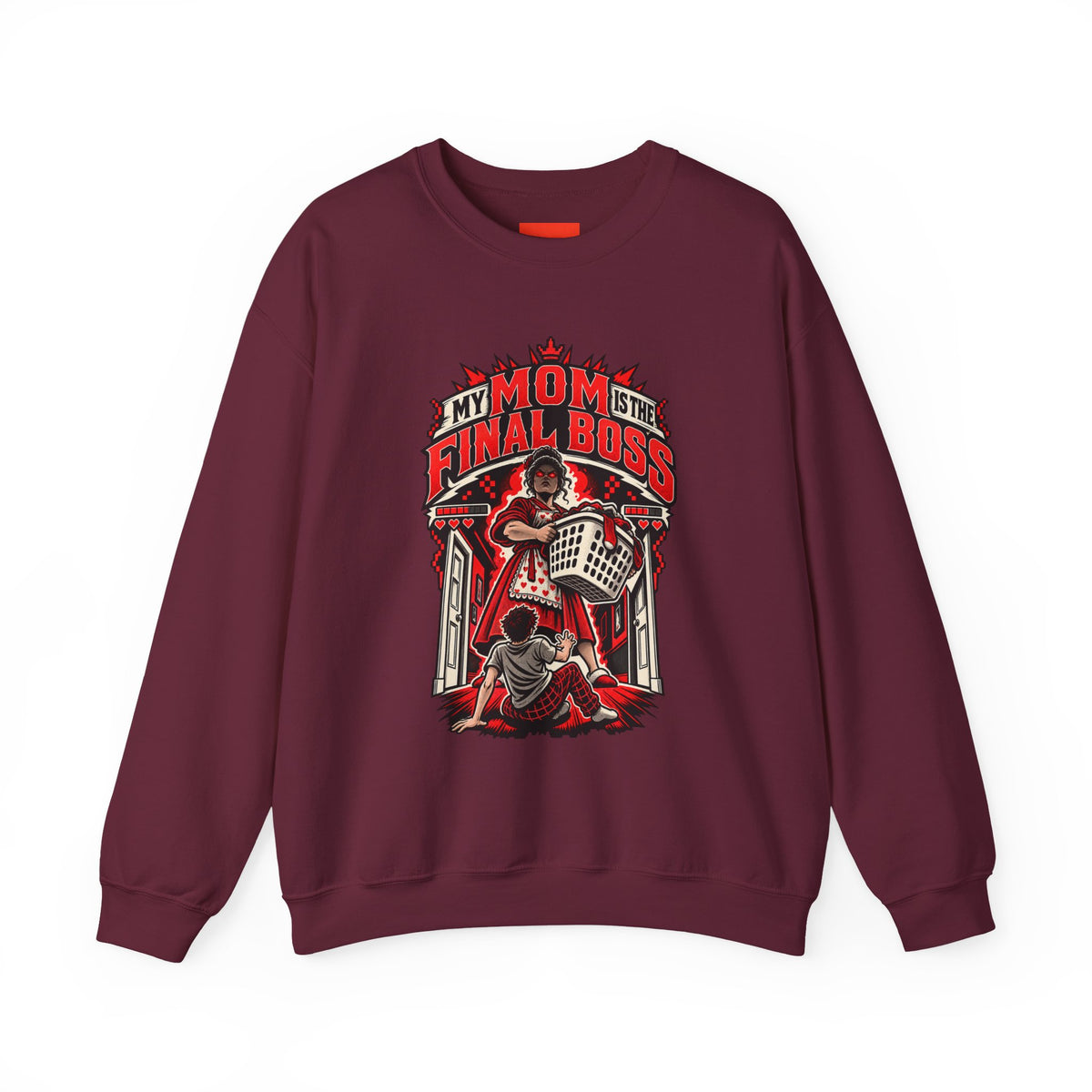 MY MOM IS THE FINAL BOSS Funny Retro Vintage Sweatshirt