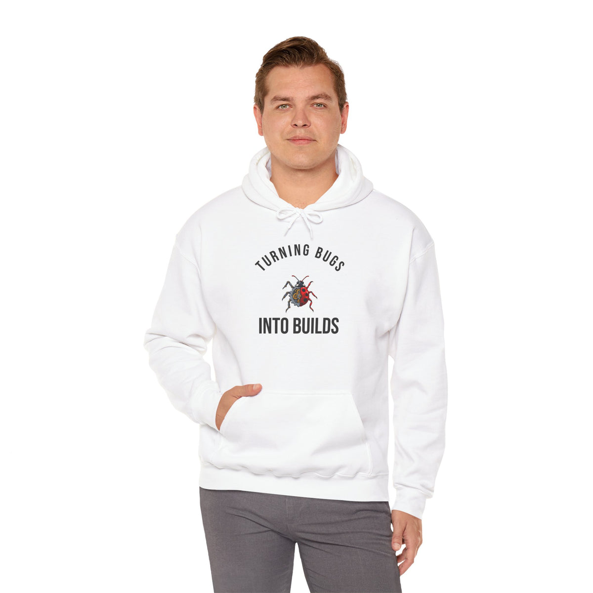 Turning Bugs into Builds Funny Programmer Hoodie