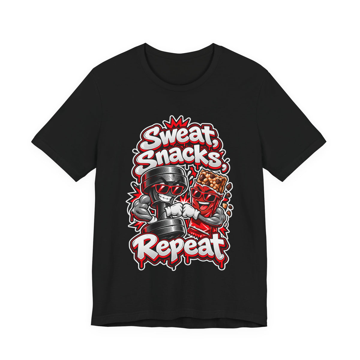 Sweat, Snacks, Repeat Funny Fitness T-Shirt