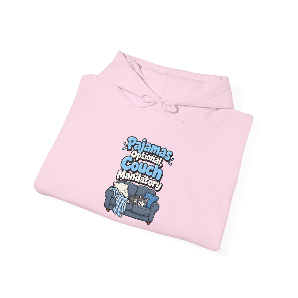 Pajamas Optional, Couch Mandatory Funny Work-From-Home Hoodie