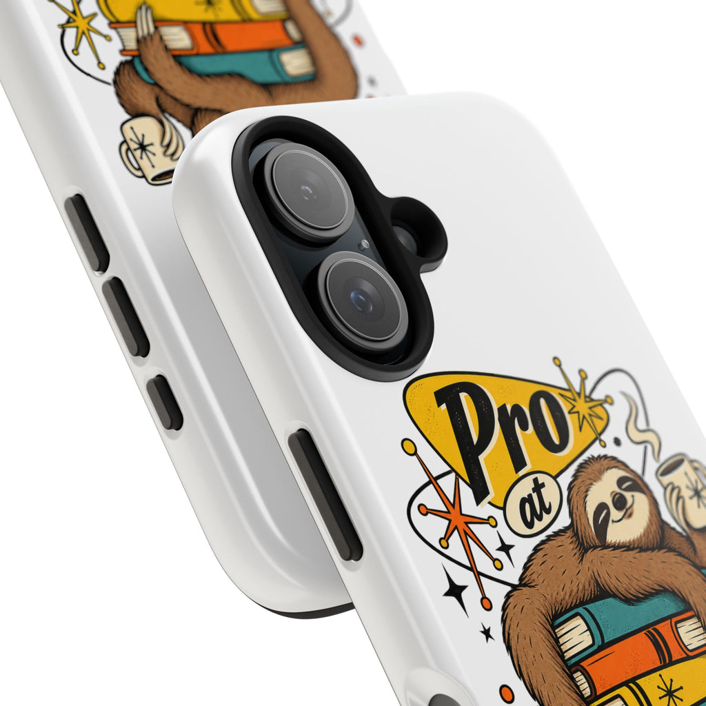Productive Procrastination Tough Phone Case — Sloth on Books "Pro at Productive Procrastination"