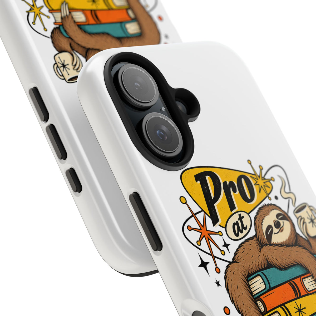Productive Procrastination Tough Phone Case — Sloth on Books "Pro at Productive Procrastination"