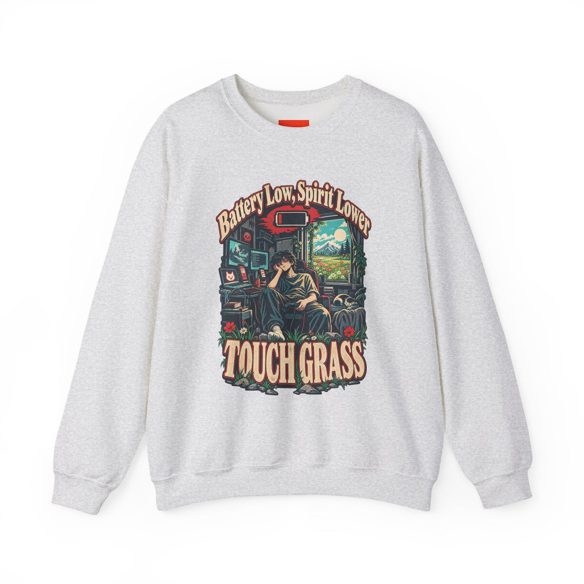 Battery Low, Spirit Lower Funny Self-Deprecating Sweatshirt