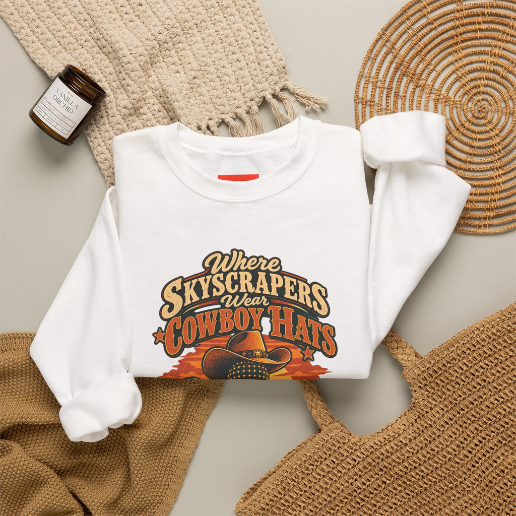 Where Skyscrapers Wear Cowboy Hats Funny Texan Humor Sweatshirt