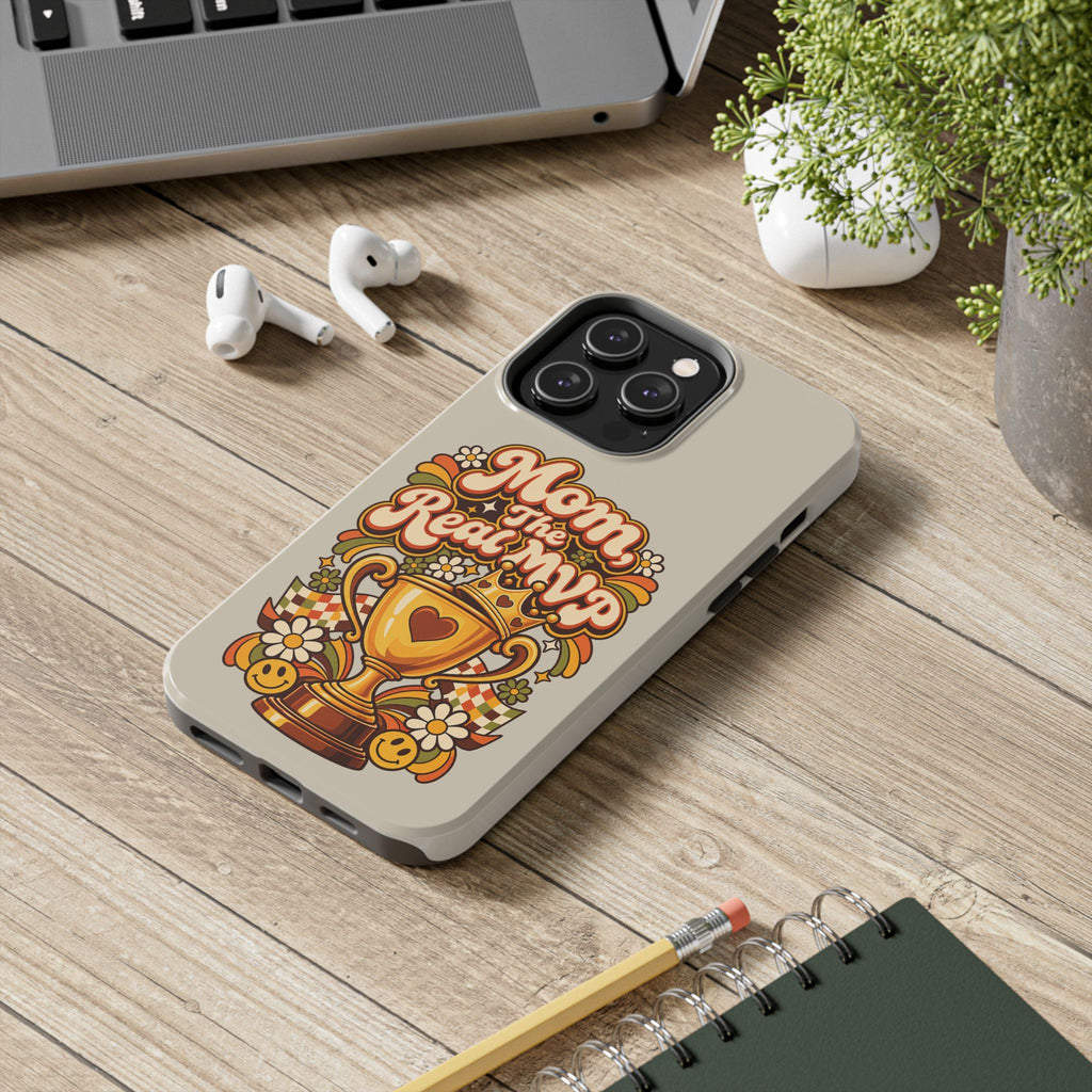 Phone Case — "Mom The Real MVP" Retro Trophy Design