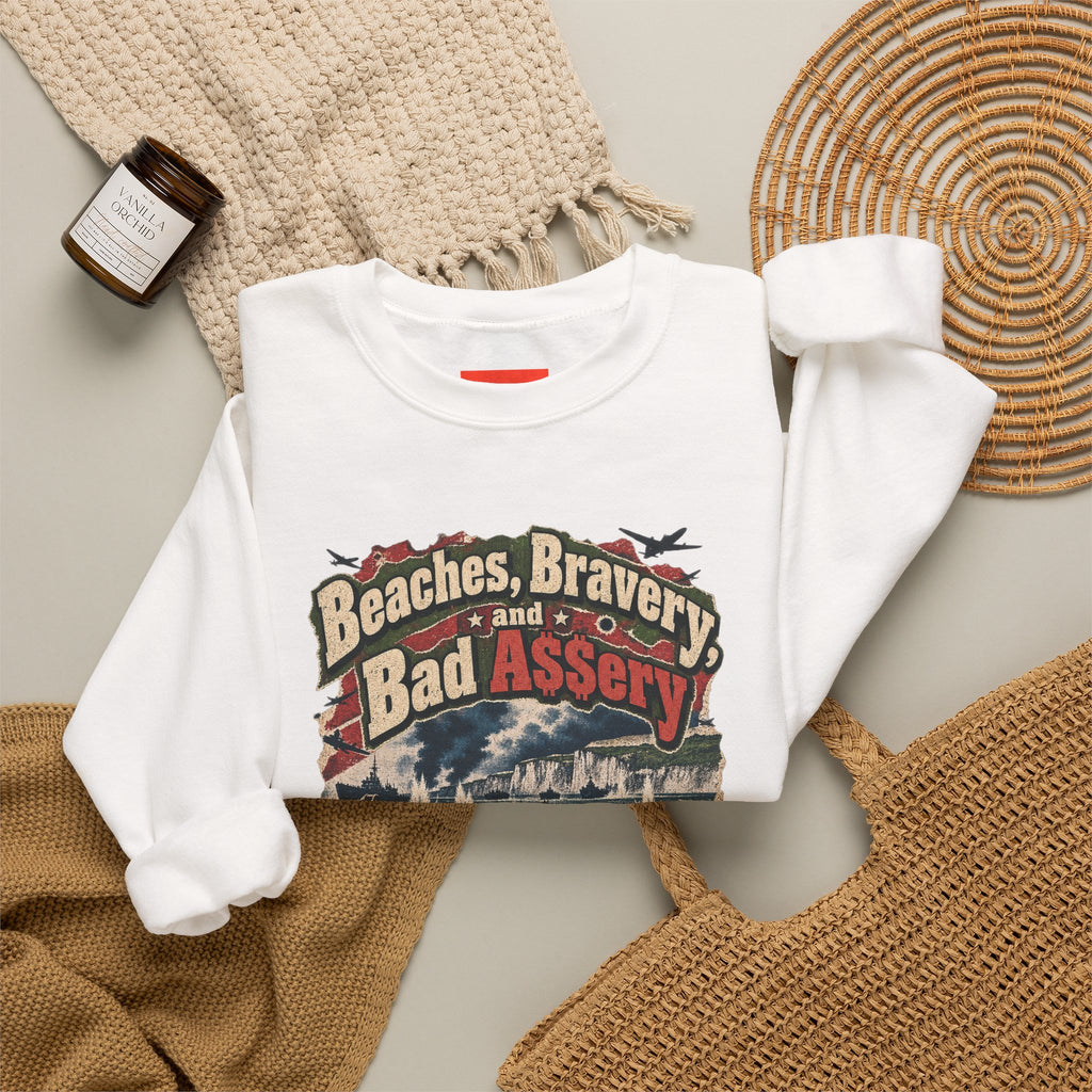 Beaches, Bravery, and Bad A$$ery Funny Beach Sweatshirt