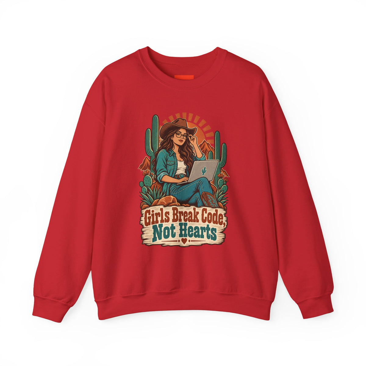 Girls Break Code, Not Hearts Funny Programmer Sweatshirt