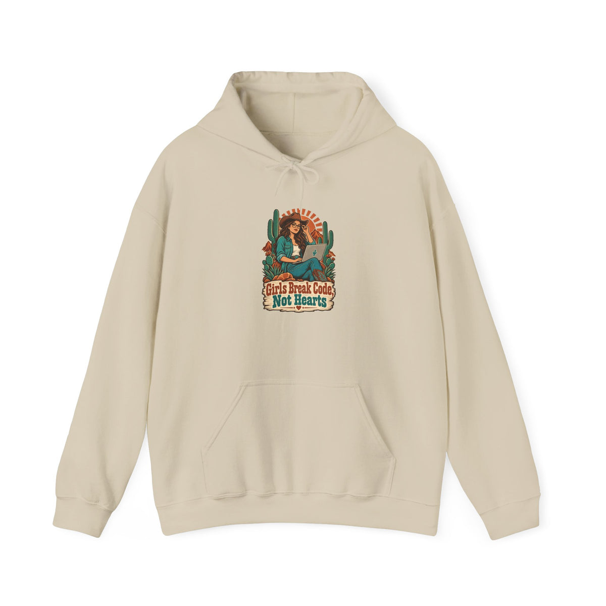 Girls Break Code, Not Hearts Funny Programmer Hoodie