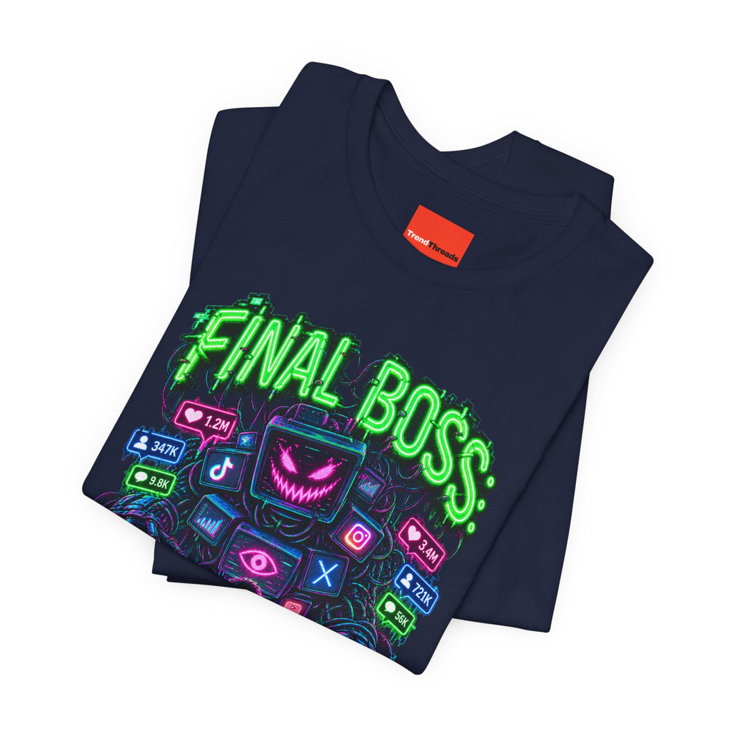 FINAL BOSS: THE ALGORITHM Funny 80s Neon T-Shirt