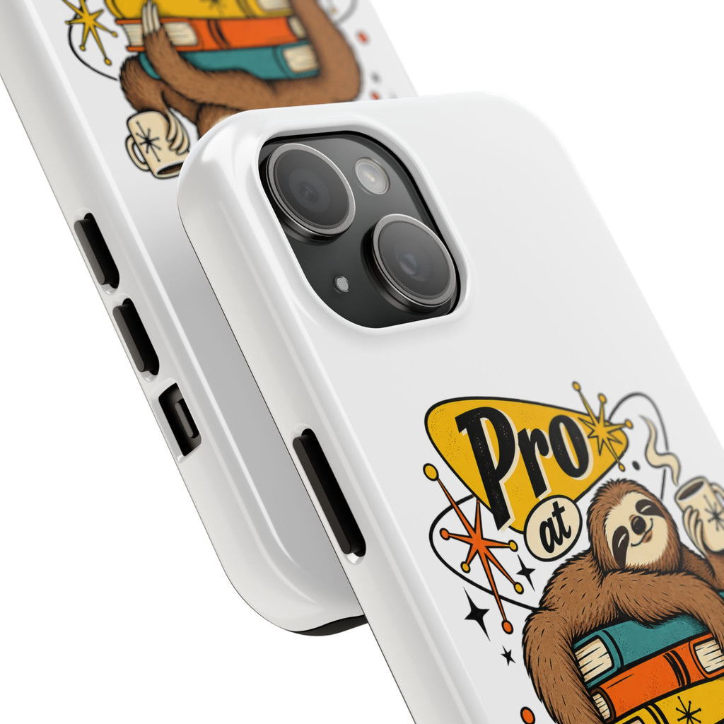 Productive Procrastination Tough Phone Case — Sloth on Books "Pro at Productive Procrastination"