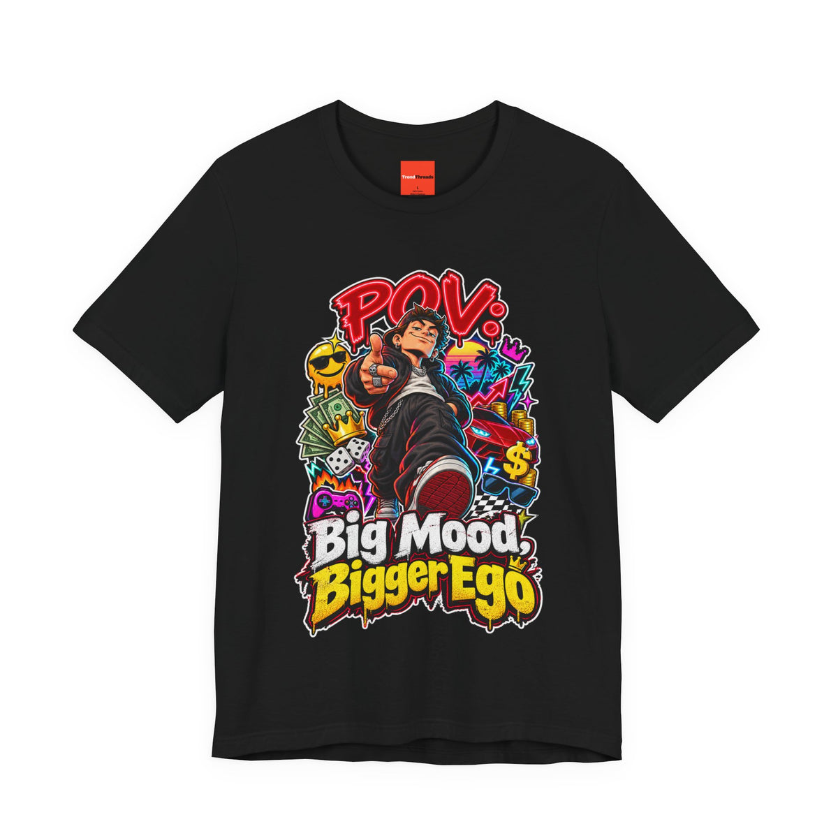 Big Mood, Bigger Ego Funny 80s Neon T-Shirt