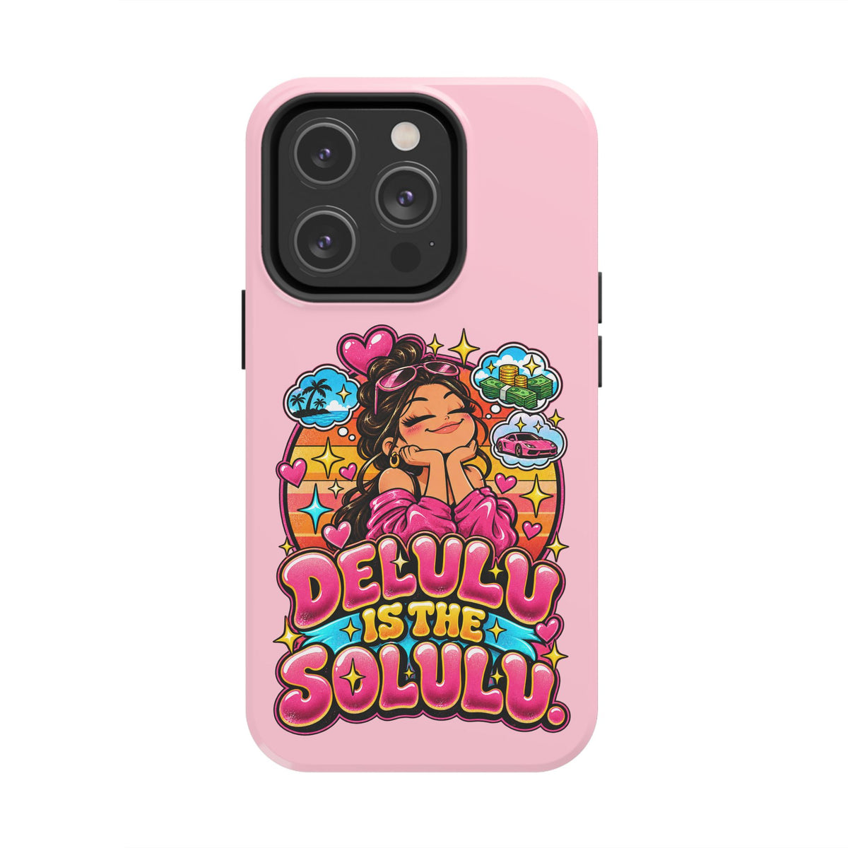 Delulu Is the Solulu Pink Tough Phone Case — Kawaii Cute Protective Case