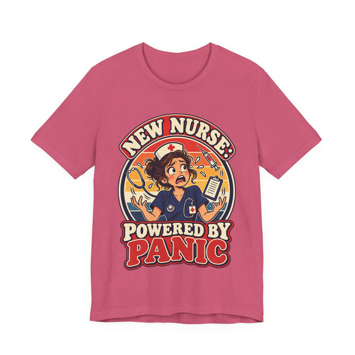 New Nurse: Powered by Panic Funny Nurse Humor T-Shirt