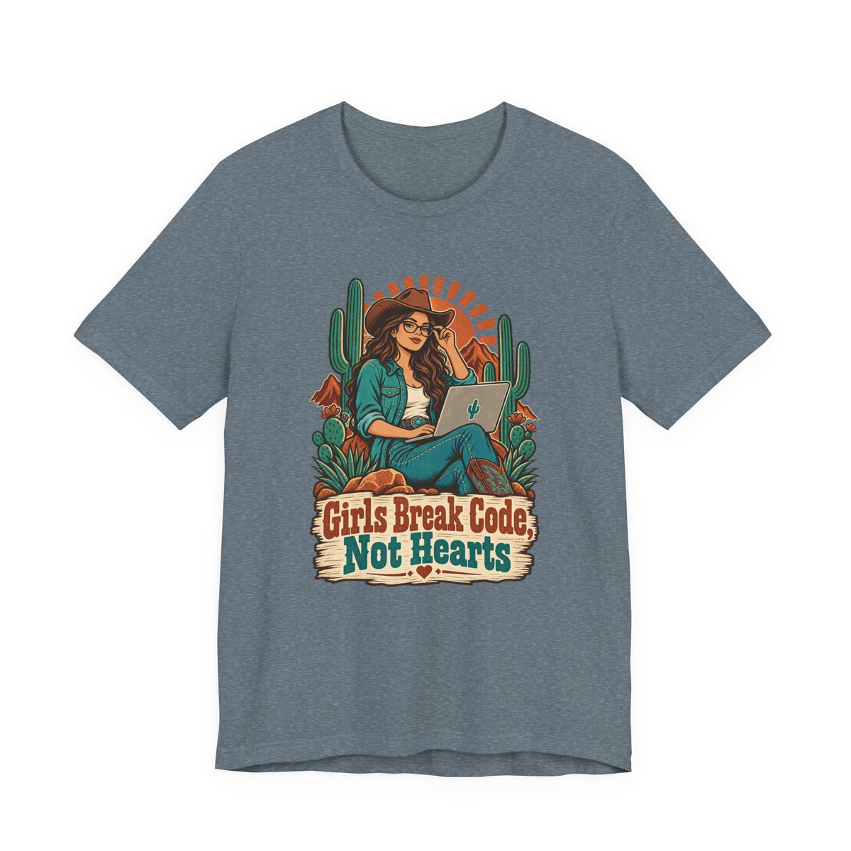 Girls Break Code, Not Hearts Funny Programmer T-Shirt