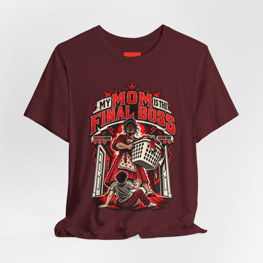 MY MOM IS THE FINAL BOSS Funny Retro Vintage T-Shirt