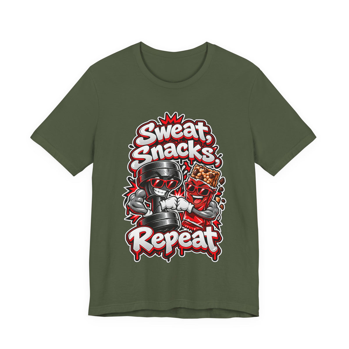 Sweat, Snacks, Repeat Funny Fitness T-Shirt