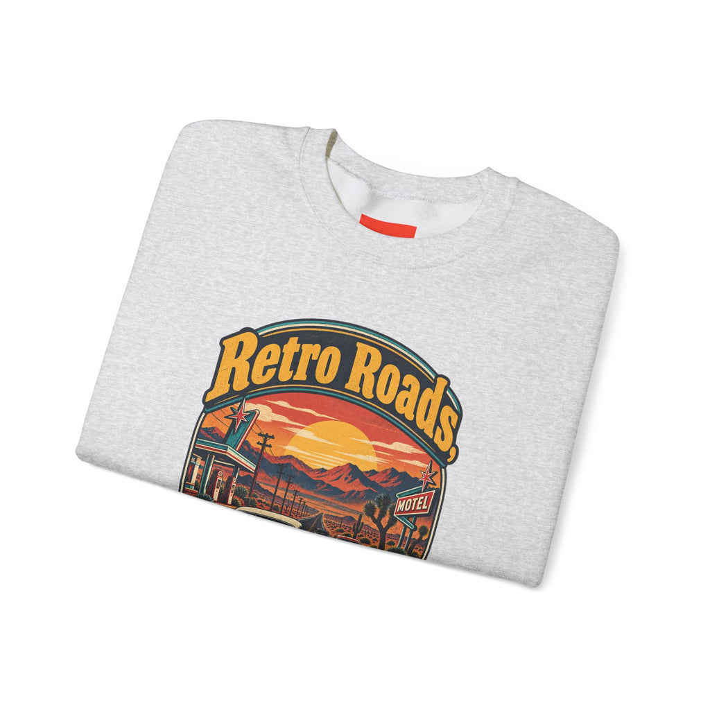 Retro Roads, No GPS Required Funny Vintage Travel Sweatshirt