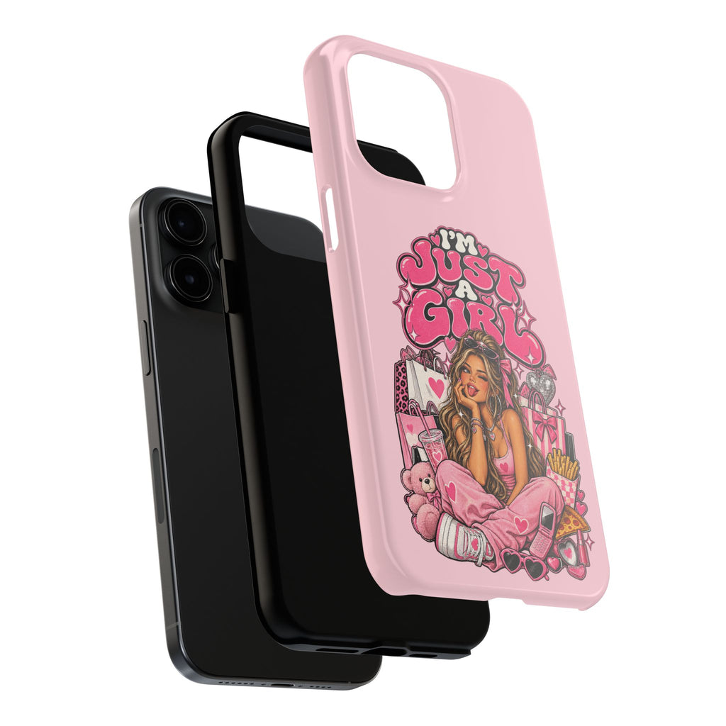 Pink "I'm Just a Girl" Tough Phone Case — Cute Girl Aesthetic Protective iPhone Cover