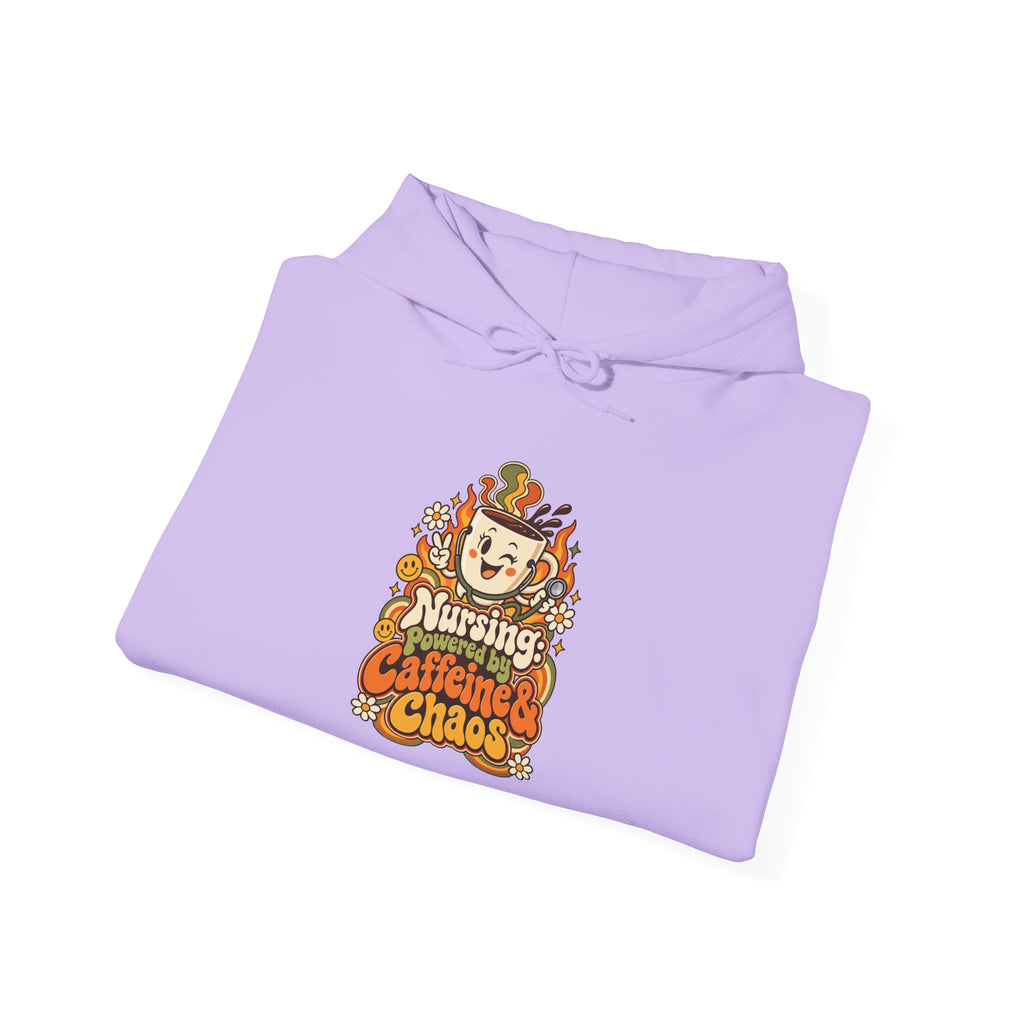 Nursing: Powered by Caffeine & Chaos Funny Nurse Hoodie