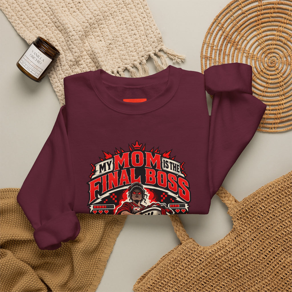 MY MOM IS THE FINAL BOSS Funny Retro Vintage Sweatshirt