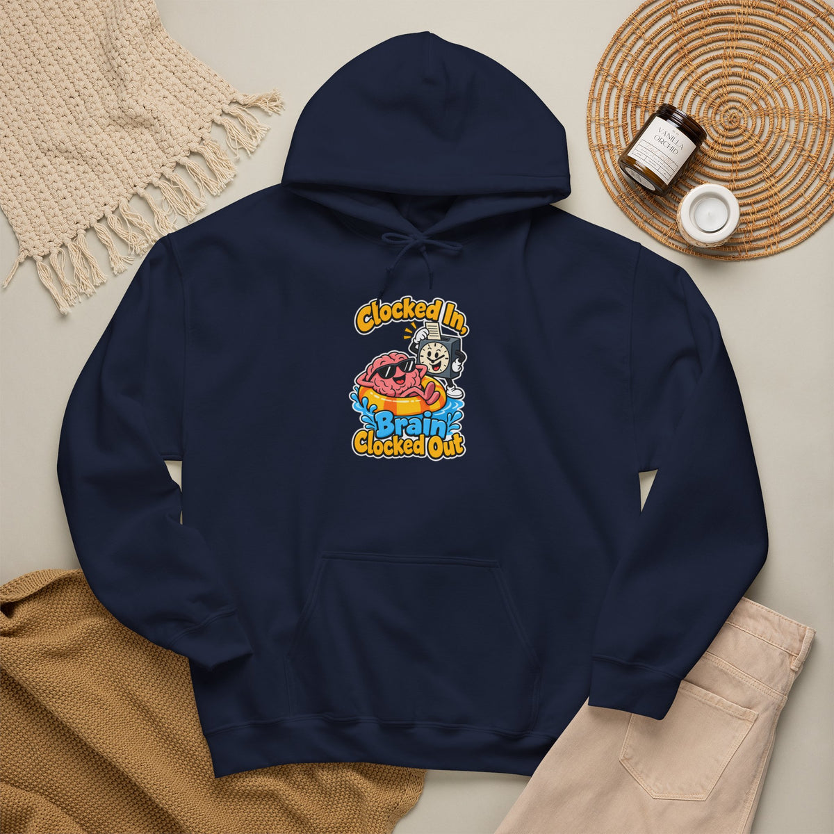 Clocked In, Brain Clocked Out Funny Nurse Hoodie