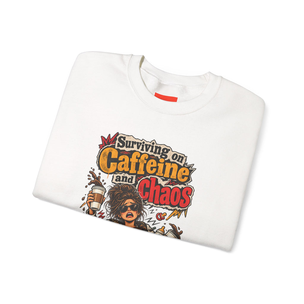 Surviving on Caffeine and Chaos Funny Parent Sweatshirt
