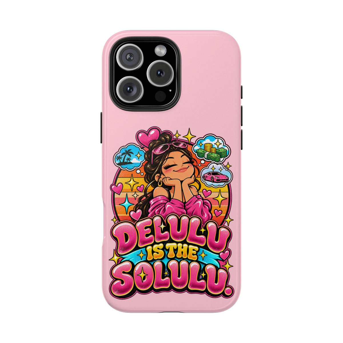 Delulu Is the Solulu Pink Tough Phone Case — Kawaii Cute Protective Case